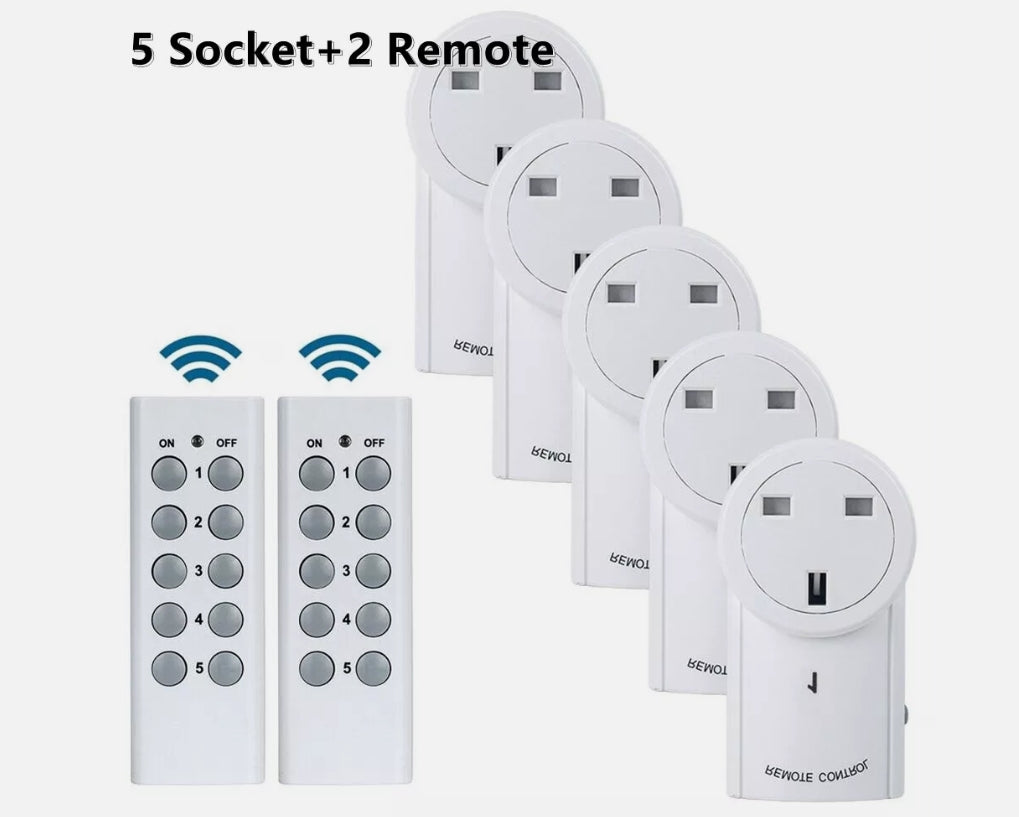 Remote Control Power Strip – 5 Sockets with 2 Remote Controls