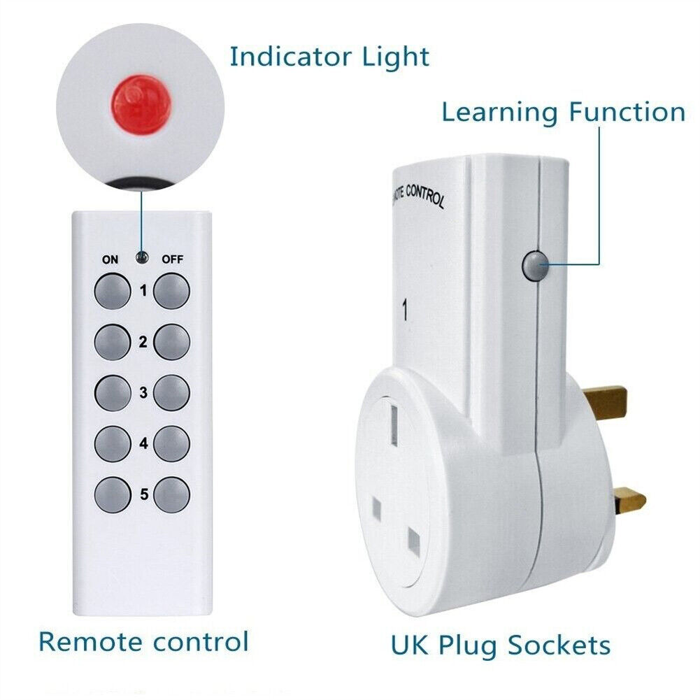 Remote Control Power Strip – 5 Sockets with 2 Remote Controls