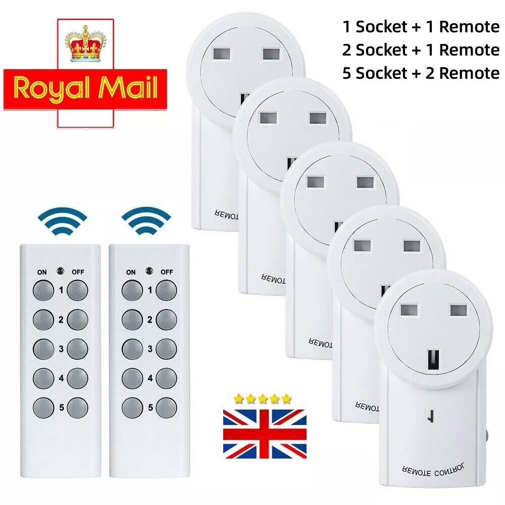 Remote Control Power Strip – 5 Sockets with 2 Remote Controls