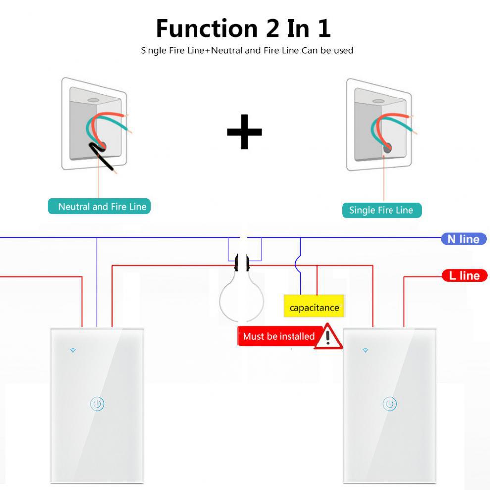 Smart WiFi Touch Wall Switch – Glass Panel Compatible with Alexa
